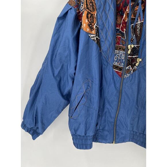 Rivers Edge Sport Vintage Jacket Womens Large Retro Blue Patchwork Quilted Zip - Picture 2 of 14